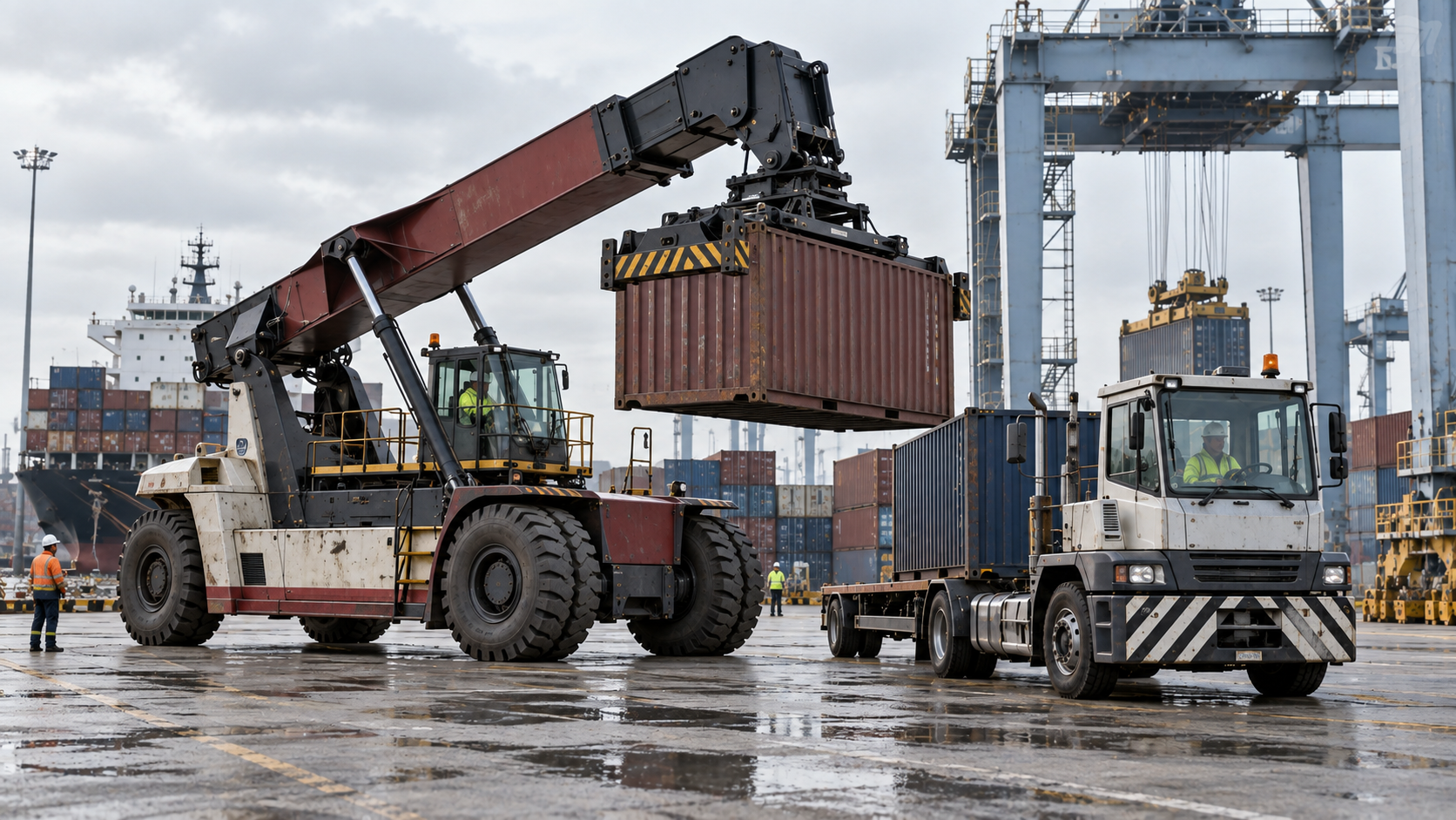 Illustrative reach stacker and terminal equipment available for leasing